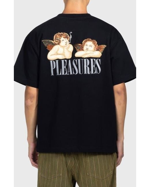 Pleasures Black Dynamic Oversize Crewneck T-Shirt for men