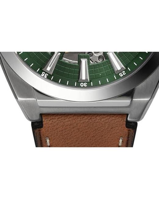 Fossil Gray Everett Leather Strap Watch, 42Mm for men