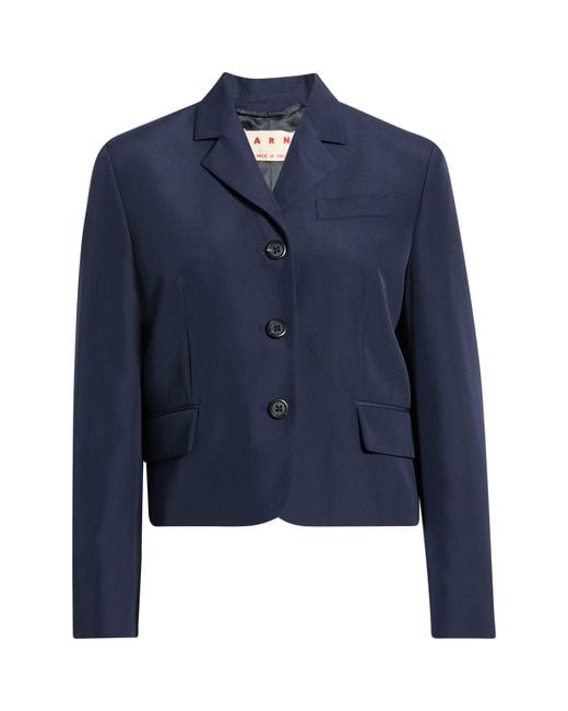 Marni Blue Techno Wool Blend Jacket