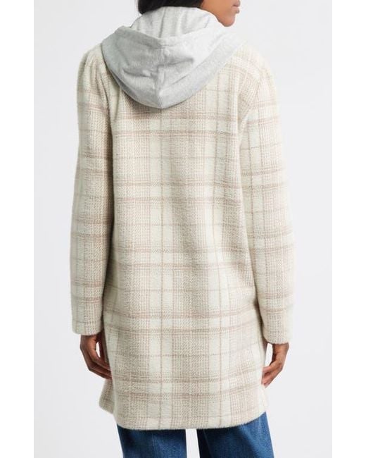 Thread & Supply Natural Plaid Coat With Bib Hoodie