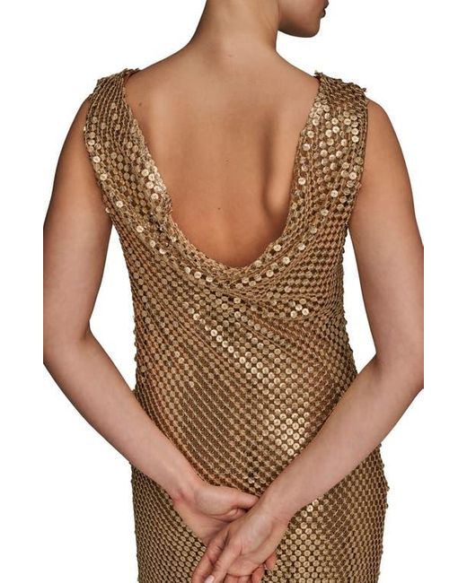 Donna Karan Brown Sleeveless Sequin Gown