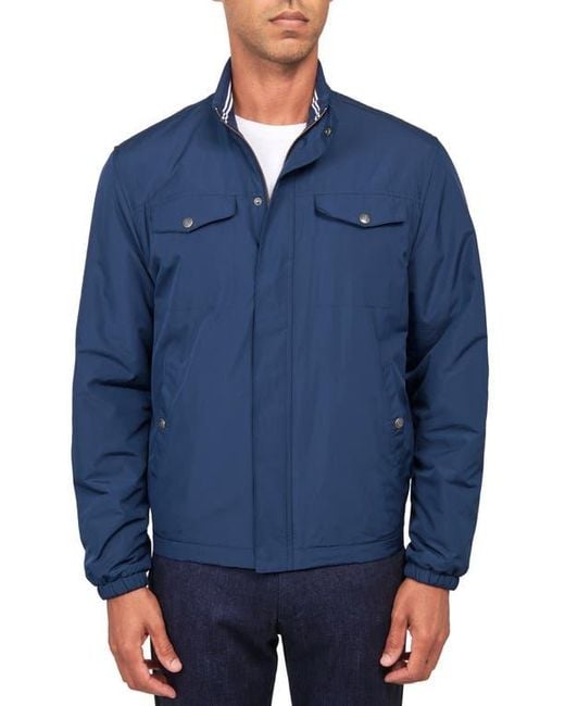 Con.struct Blue Slim Fit Solid Hybrid Field Jacket for men