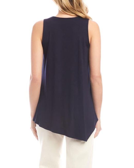 Karen Kane Blue Drape Layered Asymmetric Tank