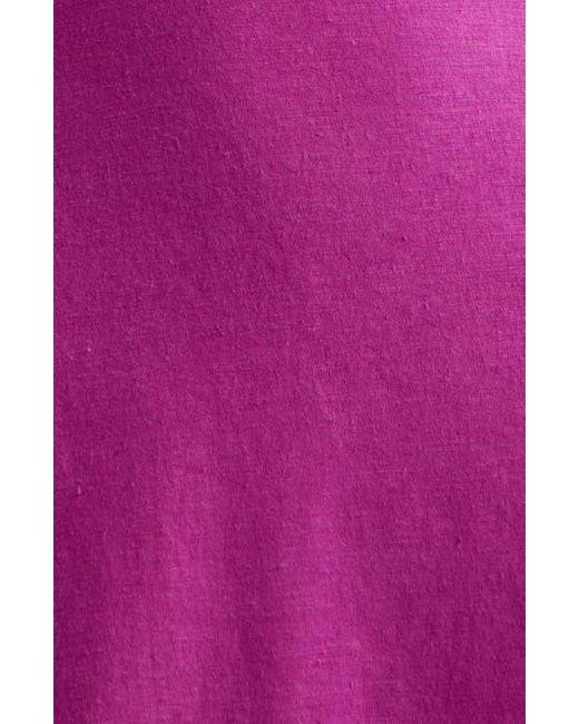 Open Edit Pink Strapless Linen Blend Midi Dress