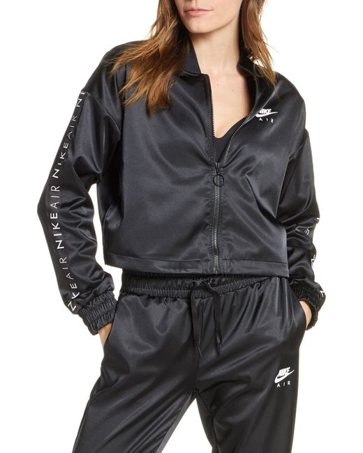 Nike Black Sportswear Satin Crop Track Jacket