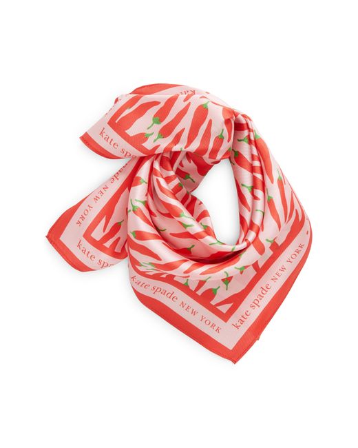 Kate Spade Pink Peppers Silk Square Scarf