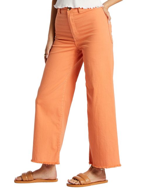 Billabong Orange Free Fall Stretch Crop Wide Leg Pants