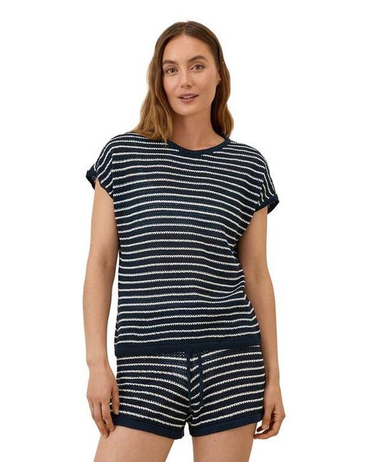 Pact Blue Beachside Linen Short Sleeve Top Made With Organic Cotton