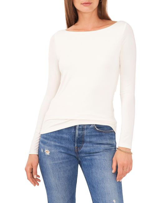 1.STATE White Cowl Back Top