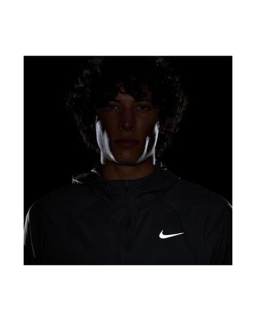 Nike Gray Stride Dri-Fit Uv Hooded Running Jacket for men