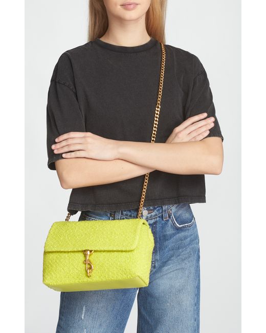 Rebecca Minkoff Yellow Medium Edie Tweed Convertible Crossbody Bag