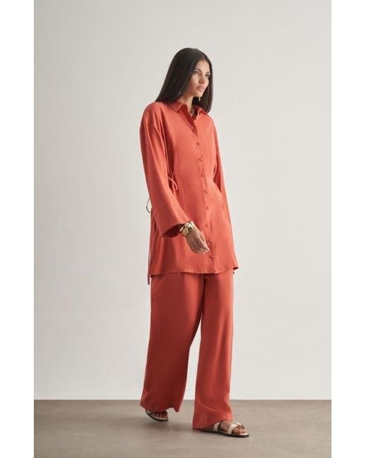 Mizalle Red Side-Tie Tunic