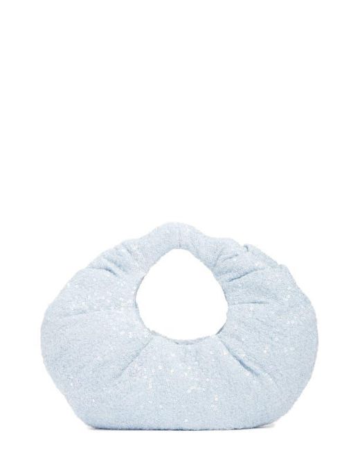 Naked Wardrobe Blue Mini Sequin Top Handle Bag