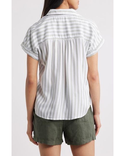 Beach Lunch Lounge White Kaiana Stripe Short Sleeve Button-Up Shirt