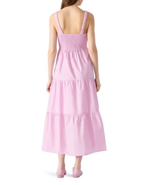Steve Madden Pink Eliora Tiered Cotton Sundress