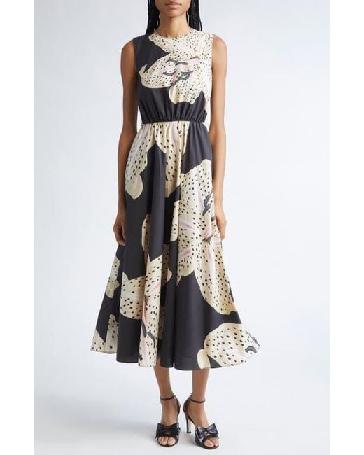 Giambattista Valli Women's White Tiger Lily Print Sleeveless A