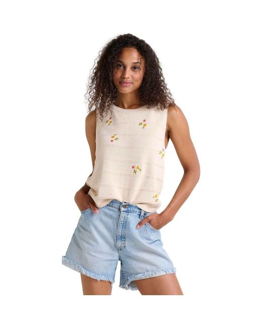 Toad & Co. Blue Bianca Crew Tank Embroidered