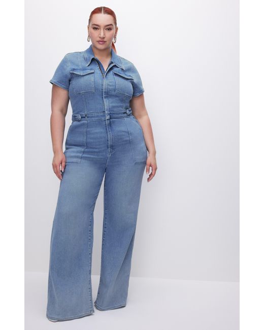 GOOD AMERICAN Blue Fit For Success Palazzo Jumpsuit