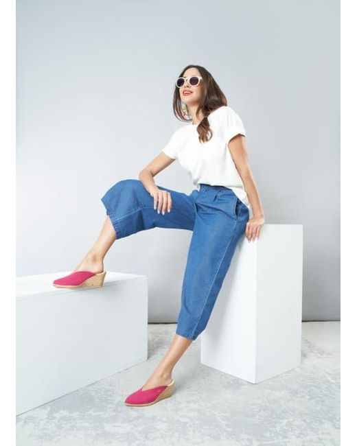 VISCATA Pink Truja Canvas Espadrille Mule Wedges
