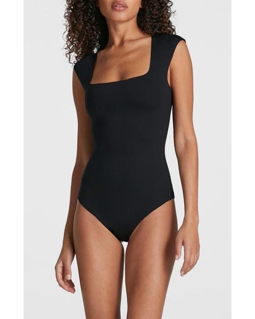 Commando Blue Neoprene Cap Sleeve Bodysuit