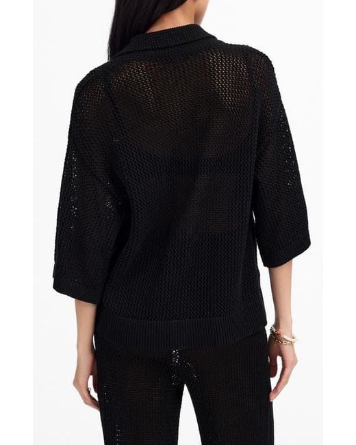 Madewell Black Open Stitch Button Front Cardigan