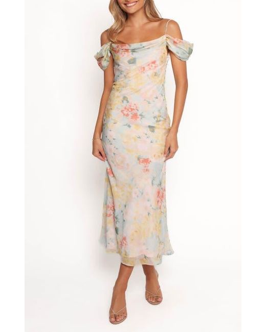 Petal & Pup Natural Esther Floral Cold Shoulder Midi Dress