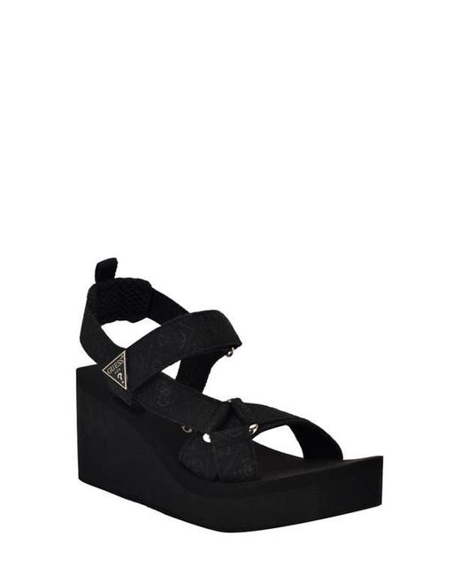 Guess Black Daysa Slingback Platform Wedge Sandal
