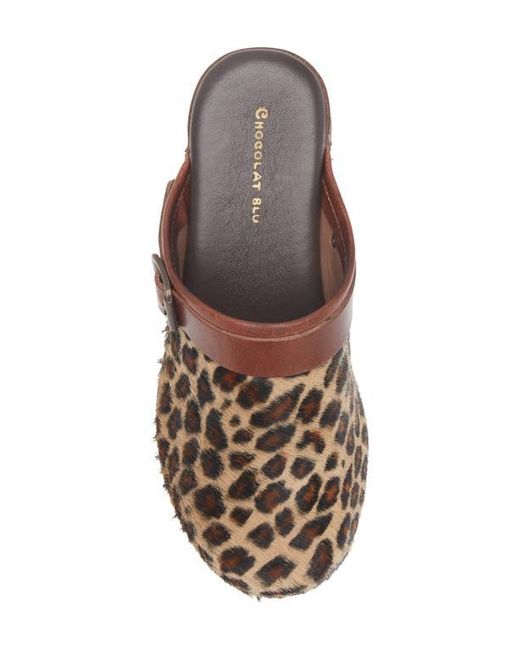Chocolat Blu Brown Faro Genuine Calf Hair Platform Mule