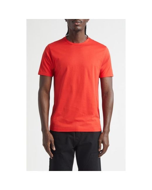 Sunspel Red Cotton Crewneck T-Shirt for men
