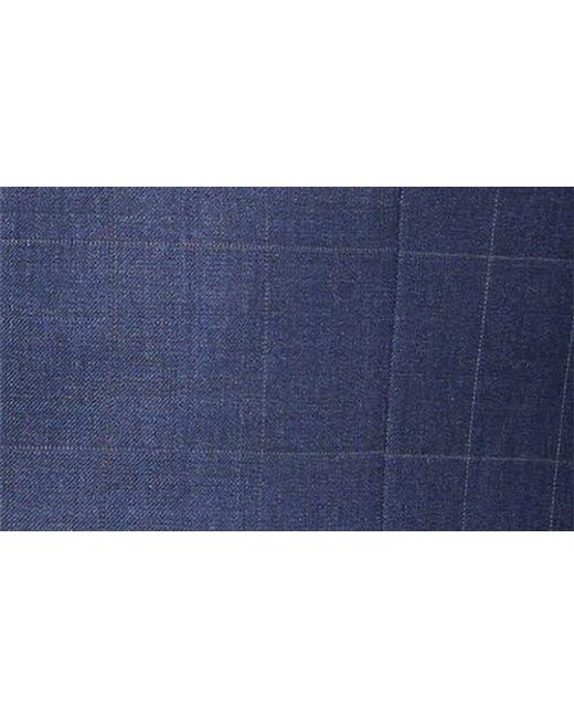 Daniel Hechter Blue Windowpane Check Wool Blend Suit Jacket for men