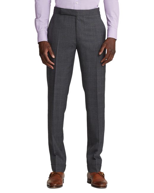 Ralph Lauren Purple Label Black Kent Hand Tailored Grey Windowpane Check Wool Suit for men