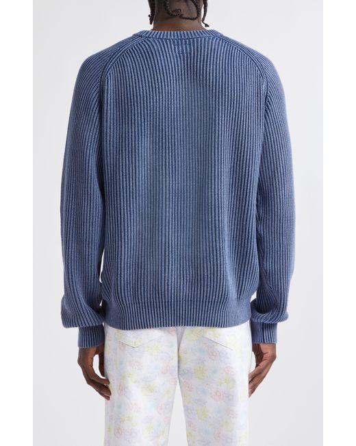 Noah NYC Blue Summer Cotton Shaker Stitch Sweater for men
