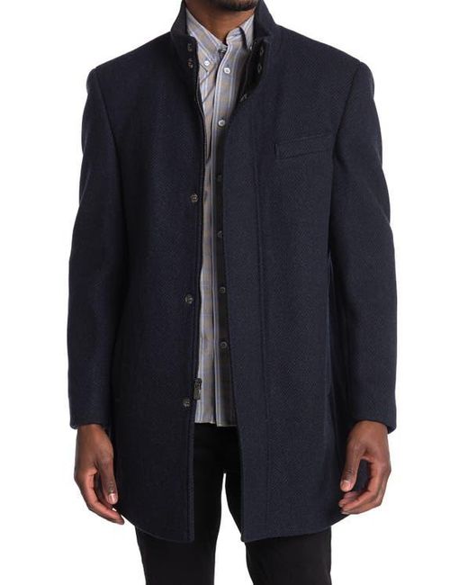 Hart Schaffner Marx Blue Genoa Wool Blend Twill Coat for men