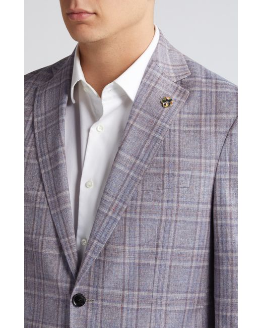 Ted Baker Gray Karl Slim Fit Plaid Stretch Sport Coat for men