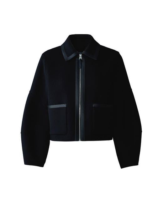 Mackage Black Solana Wool & Leather Jacket