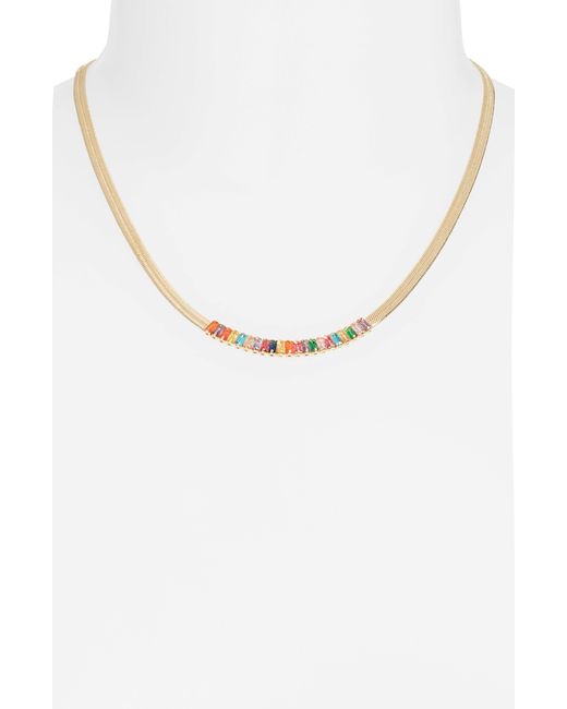 Nordstrom White Colorful Crystal Baguette Snake Chain Necklace