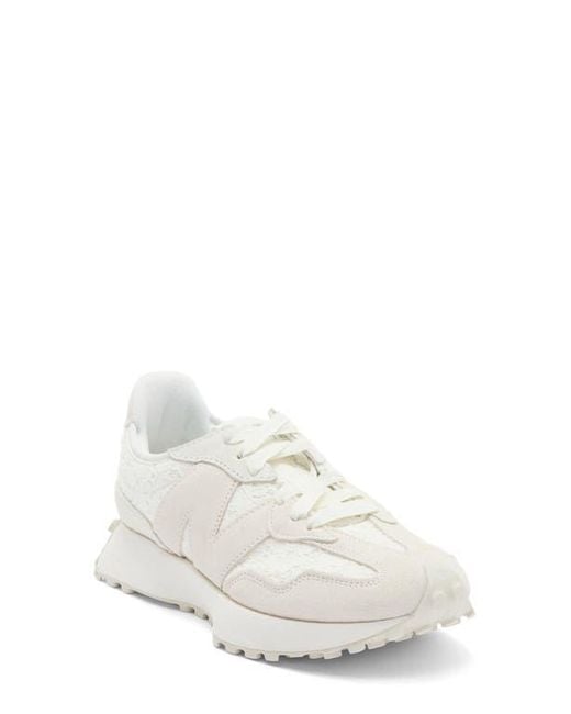 New Balance White 327 Lace Sneaker