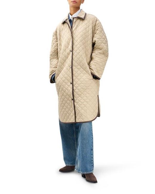 Rag & Bone Natural Kelly Oversize Faux Leather Trim Quilted Jacket