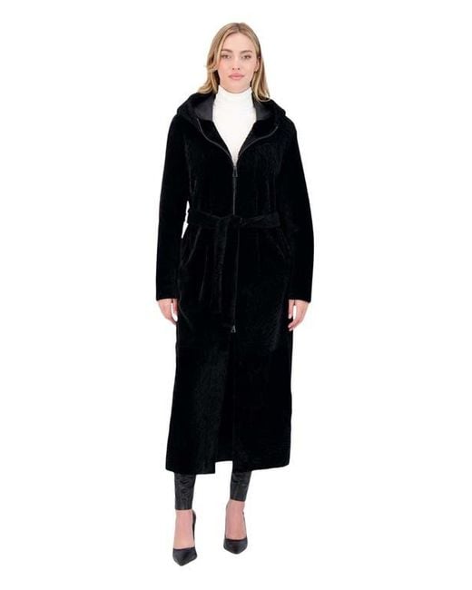 Gorski Black Reversible Textured Shearling Lamb Coat
