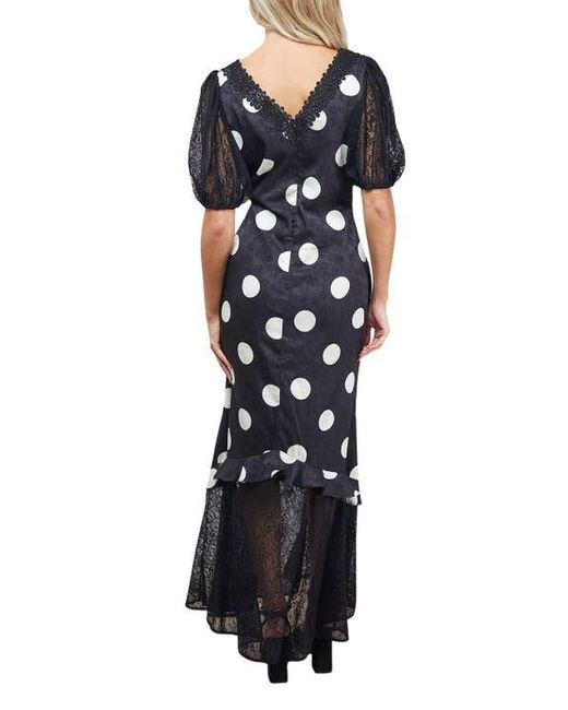 Oasis Blue Frill Detail Puff Sleeve Midi Dress