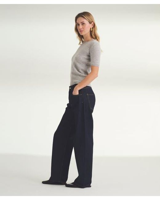 NAADAM Gray Lightweight Cashmere Short Sleeve Sweater