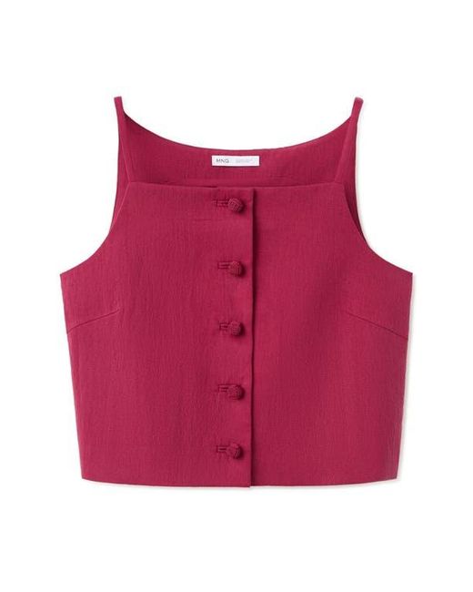 Mango Red Square Neck Button Front Top