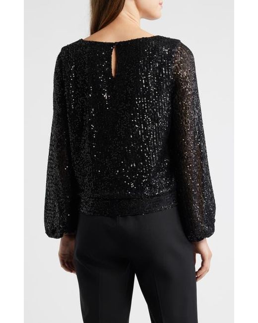 Tahari Black Sequin Top