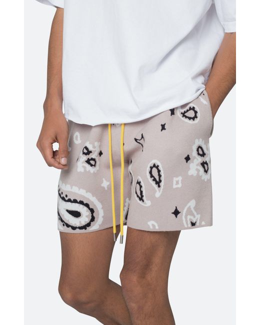 MNML Gray Paisley Jacquard Knit Shorts for men