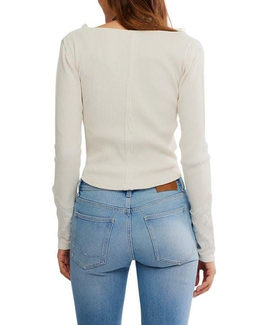 Free People Blue Butterfly Thermal Top