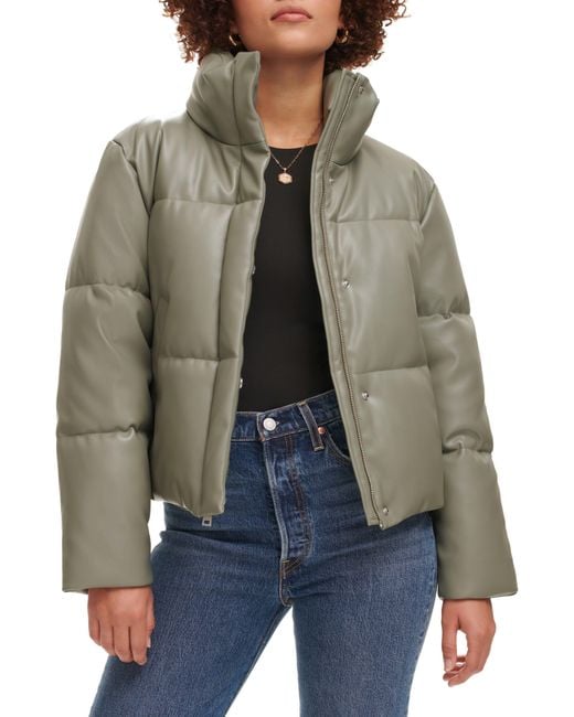 Levi's Gray Water Resistant Faux Leather Puffer Jacket