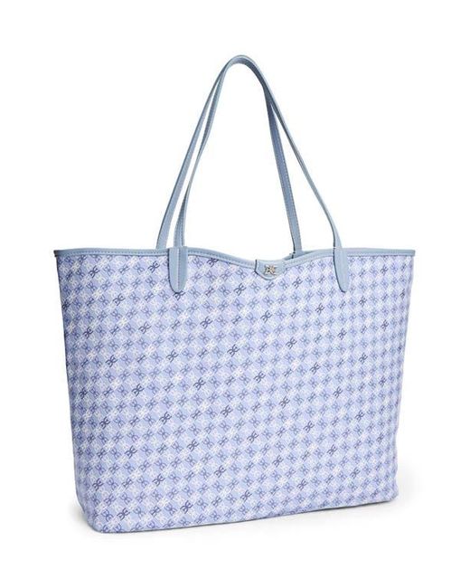 Sam Edelman Blue Large Harper Monogram Shopper Tote