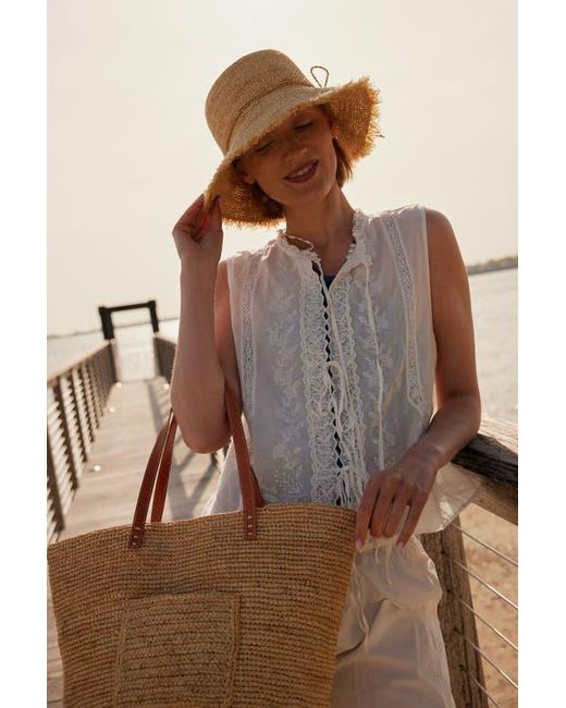 Hat Attack Natural Packable Raffia Bucket Hat