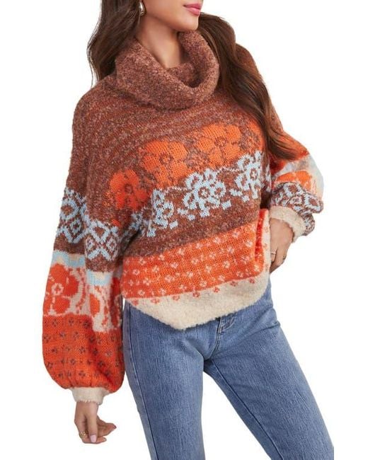 Vici Collection Orange Monet Turtleneck Sweater