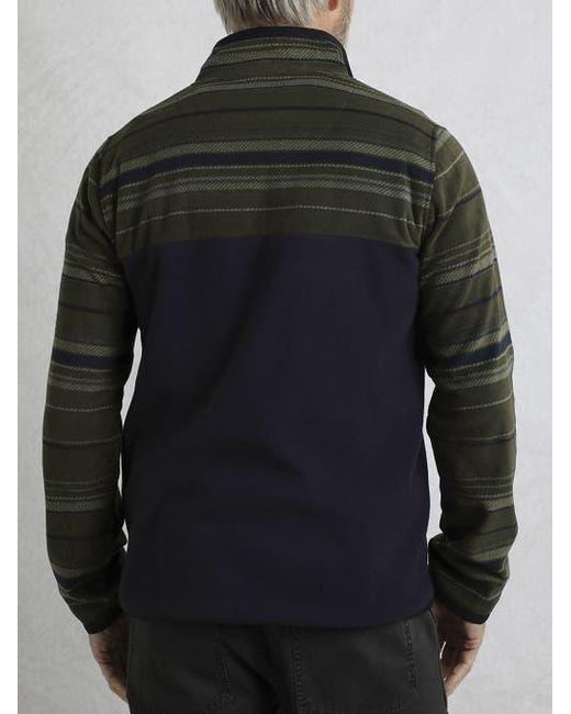 Weird Fish Black Gilbert 1/4 Zip Striped Microfleece for men
